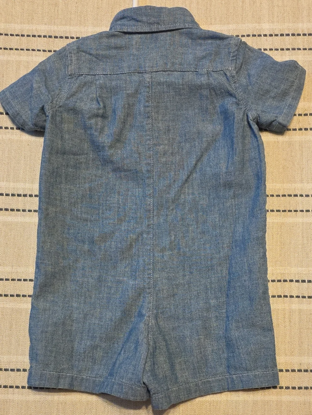 Ralph Lauren Blue Short-Sleeve Chambray Romper for Kids